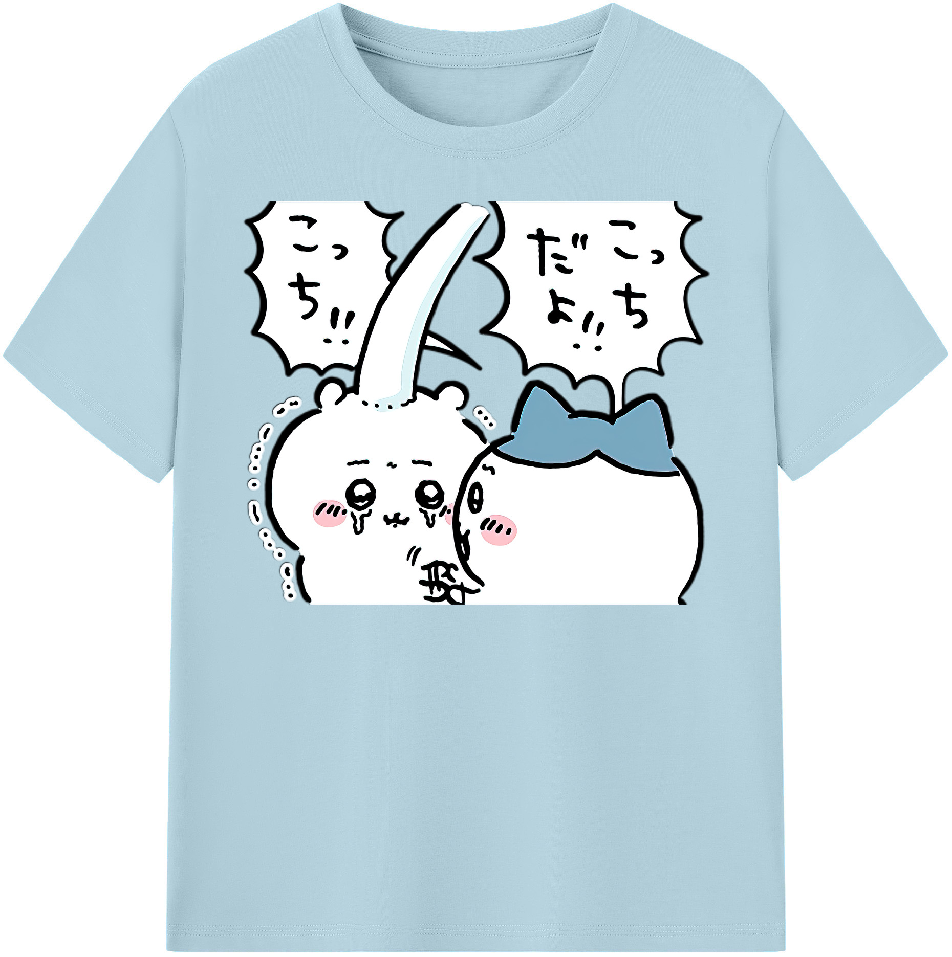 （画像用） ちいかわ ハチワレ Chii-kawa hachiware 綿100％半袖Tシャツ（フロントプリント）